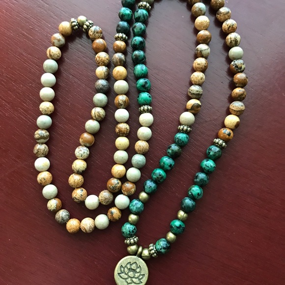 African turquoise and picture jasper Mala bracelet 6mm - Picture 5 of 6